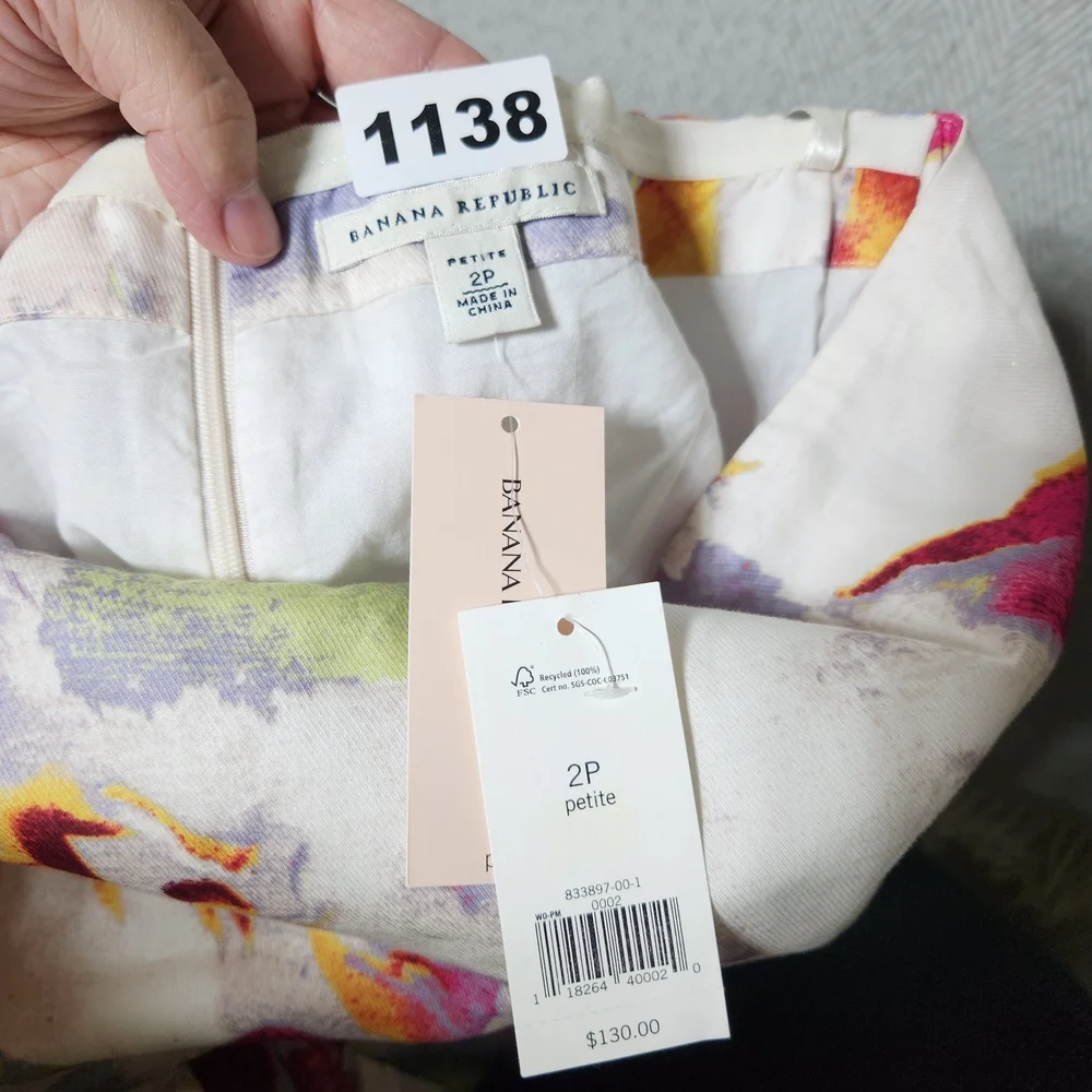 Banana Republic Floral Strapless Dress Size 2P New With Tags - Picture 3 of 12